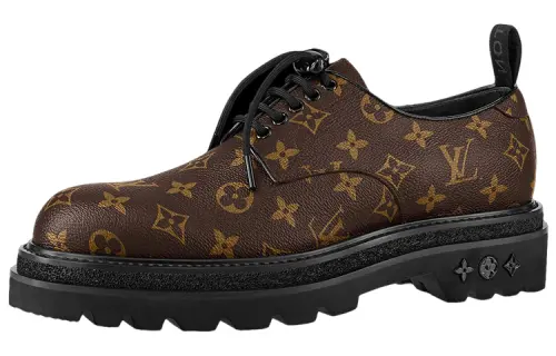 LOUIS VUITTON Black Ice Derby Shoes 'Black Brown Monogram'