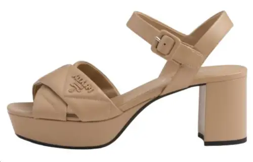 PRADA Leather One Strap Sandals 6.5cm Women's Beige