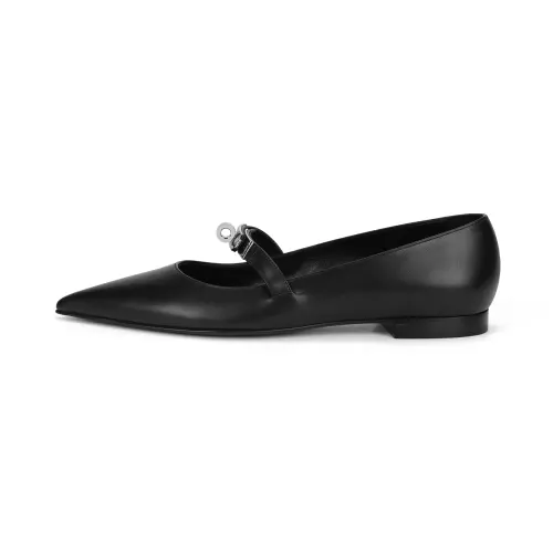 HERMES Kelly Flat Casual Shoes Women's Black