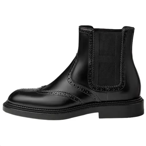 HERMES Legacy Calfskin Ankle Length Chelsea Boots 2.7cm Women's Black