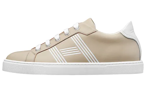 HERMES Avantage Cow Leather Low top Skateboard Shoes Women's Beige