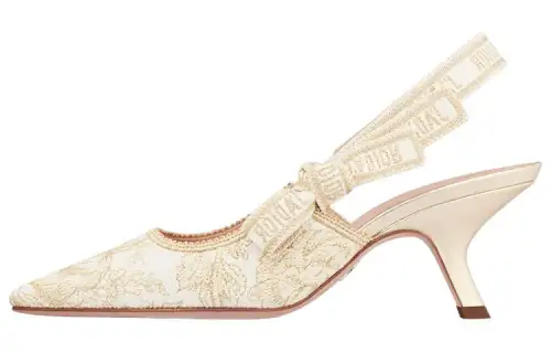 DIOR J'Adior Embroidery Irregular Heel High Heels 6.5cm Women's White