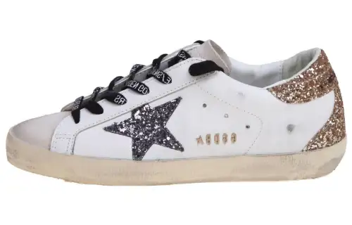 Golden Goose Super Star White Silver Gold Glitter Women's