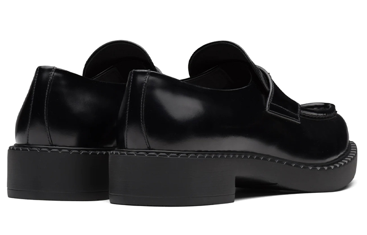 PRADA Chocolate Sharp Brushed Pointed Loafers Black Women's