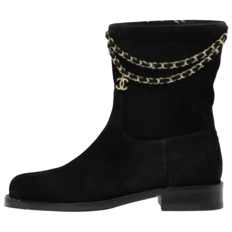 CHANEL 25B Calfskin Ankle Boots 3cm Women's Black