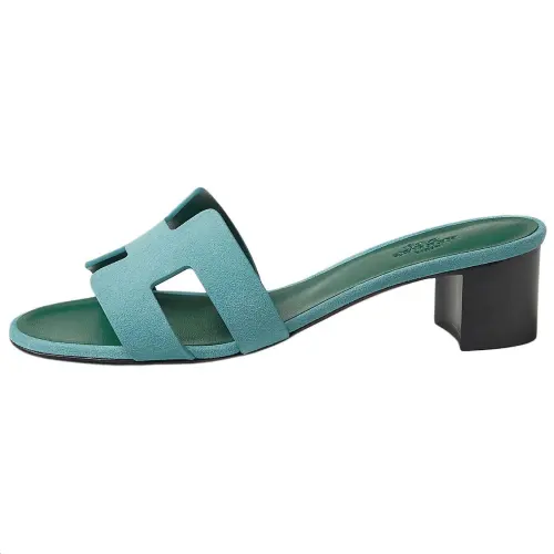 HERMES Oasis Slide Slippers 5cm Women's Green