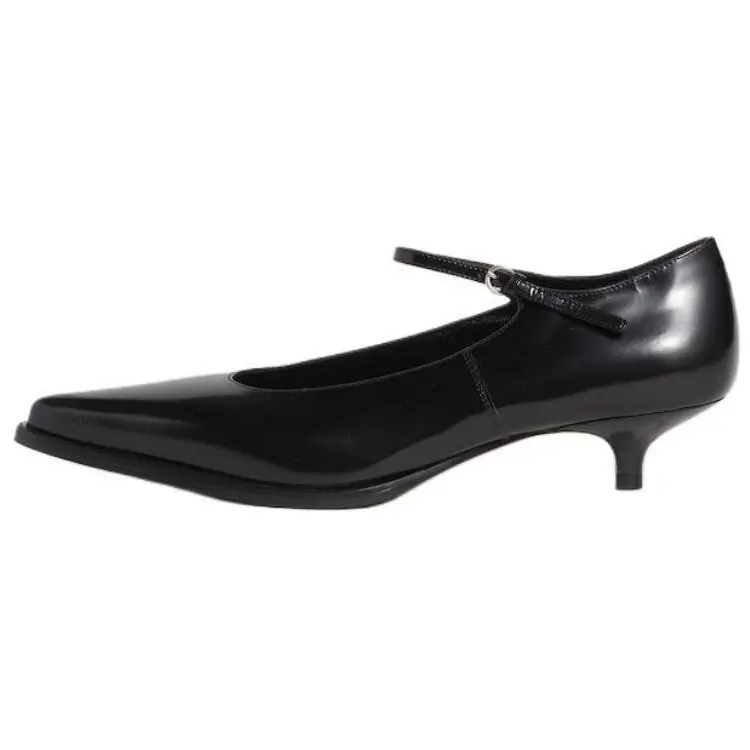 MIU MIU Leather Slim Heel High Heels 3.5cm Women's Black