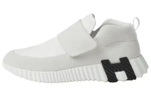 HERMES H Textile, Leather Low top Casual Shoes Women's White Gray