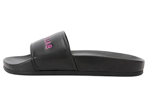Balenciaga Alphabet Pattern Black Slippers Women's