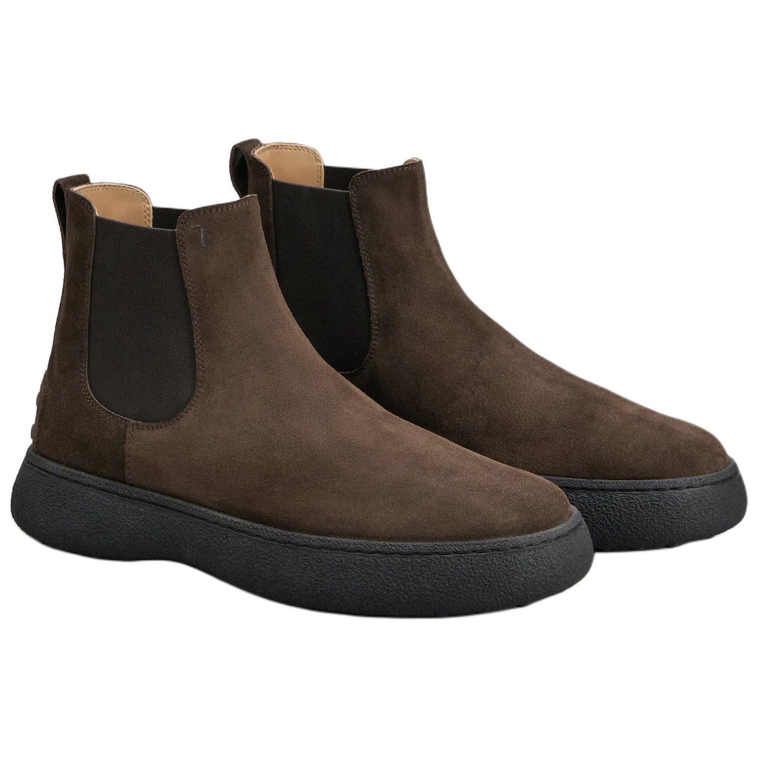 TOD'S W. G Leather, Suede Short Chelsea Boots Men's Brown