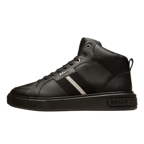 BALLY Bally leather lace up fashion high top sneakers men black