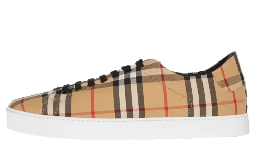 Burberry Low top Stylish Skateboarding Shoes Men's Brown Yellow