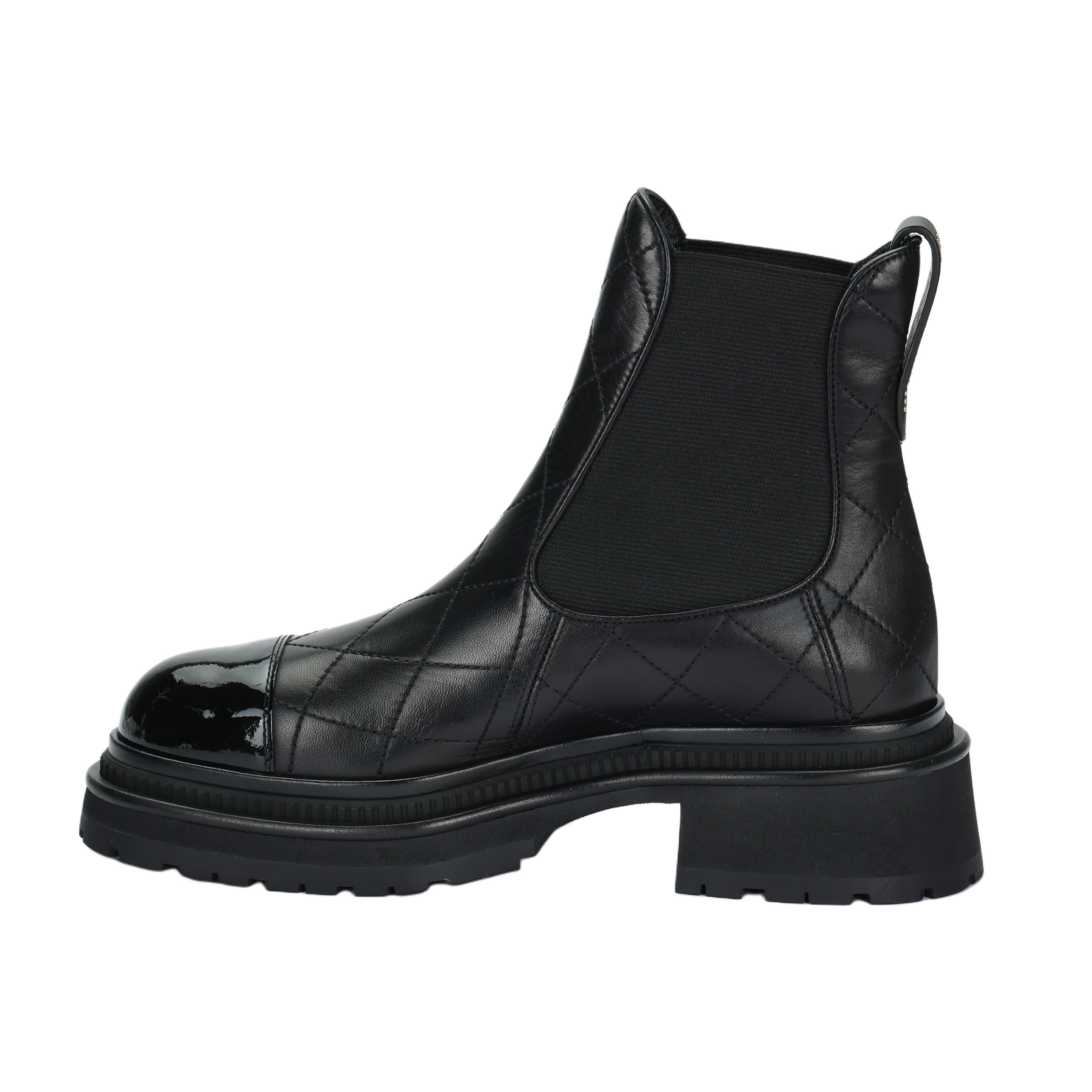 CHANEL Short Chelsea Boots 4cm Women's Black