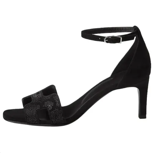 HERMES Joy One Strap Sandals 7cm Women's Black