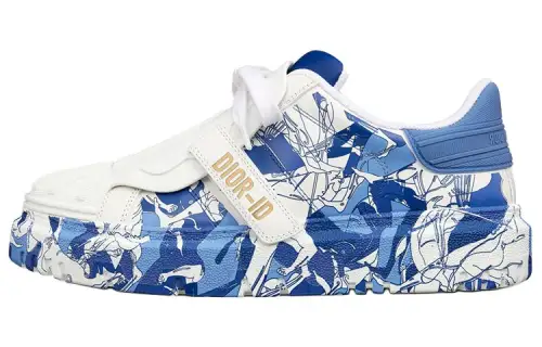 DIOR ID Leather Low top Skateboard Shoes Women's Blue