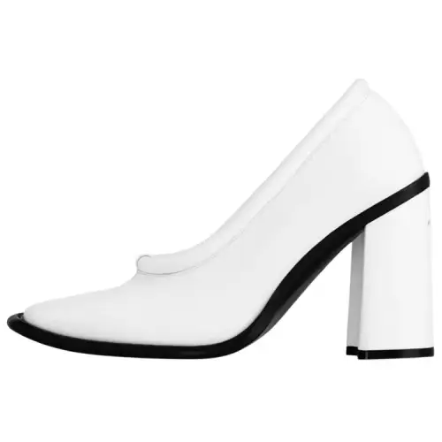 LOUIS VUITTON Berlin Cow Leather Chunky Heel High Heels 9.5cm Women's White