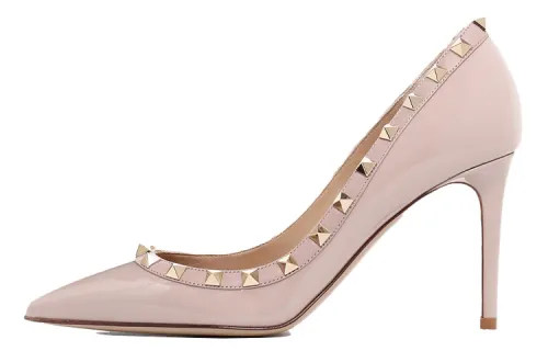 Valentino Rockstud Slim Heel High Heels 8.5cm Women's Pink