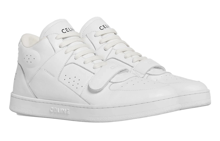 CELINE Cow Leather Mid top Skateboard Shoes Women's Neon White