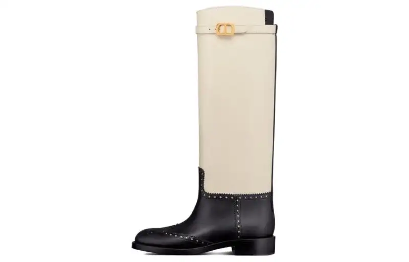 DIOR Empreinte Cow Leather Knee high Boots Women's Black White