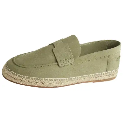HERMES Trip Suede Espadrilles Men's Light Green