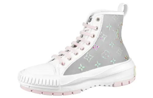 LOUIS VUITTON Squad Short Stylish Skateboarding Shoes Women's White Gray Pink