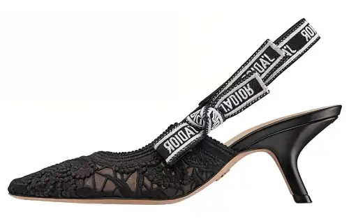 DIOR J'Adior Cotton Fabric Slim Heel High Heels Women's Black
