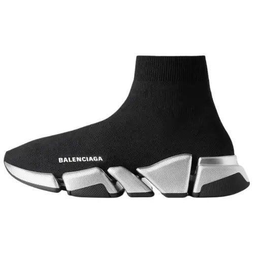 Balenciaga Speed 2.0 High top Casual Shoes Women's Black & Silver