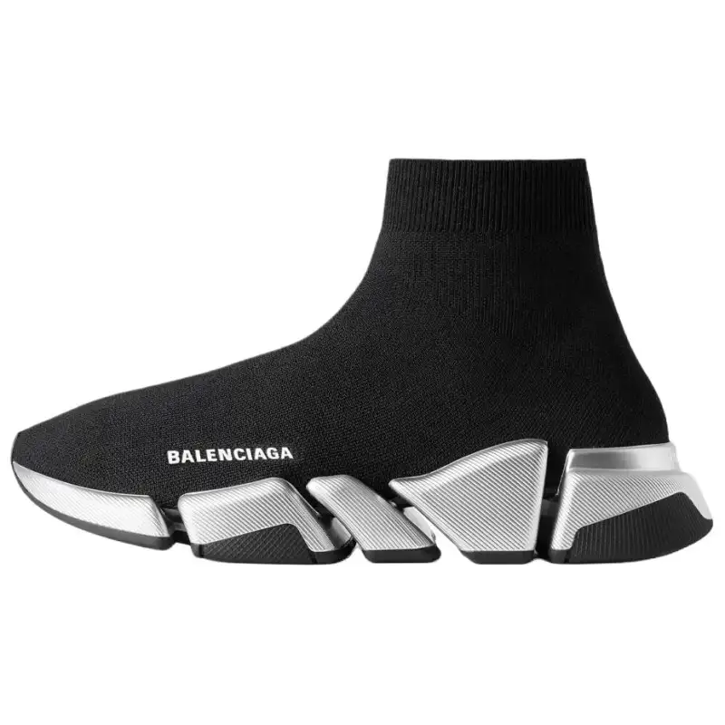 Balenciaga Speed 2.0 High top Casual Shoes Women's Black & Silver