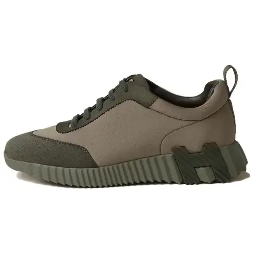 HERMES Bouncing Textile, Leather Low top Casual Shoes Women's Brown Green