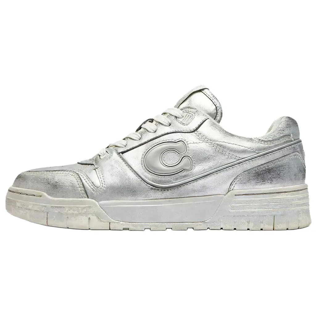 COACH Soho Leather Low top Skateboard Shoes Women's Silver