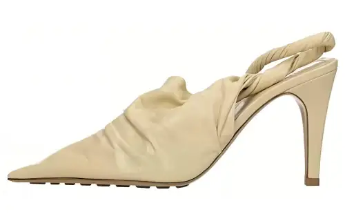 Bottega Veneta Leather Slim Heel High Heels 10cm Women's Beige Yellow