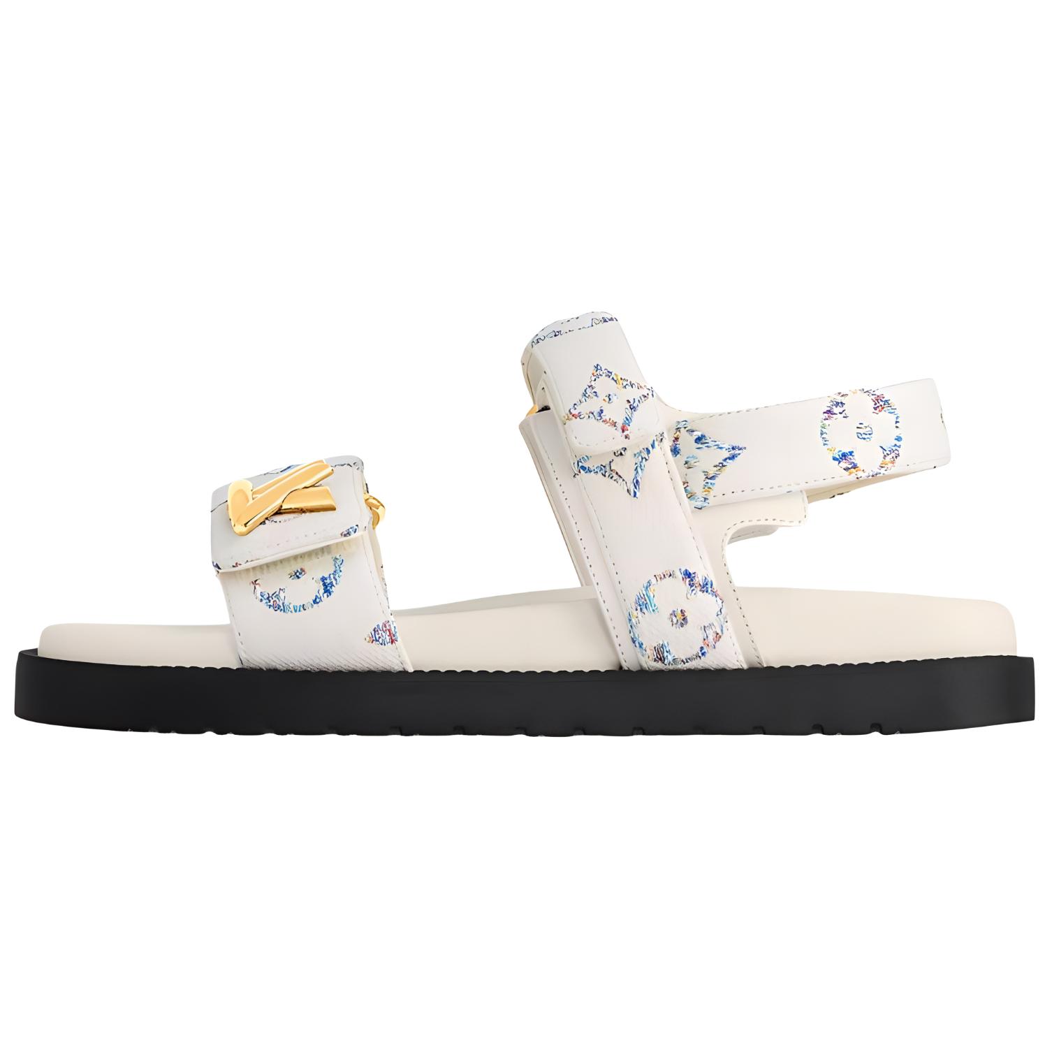 LOUIS VUITTON Sunset One Strap Sandals Women's Ecru