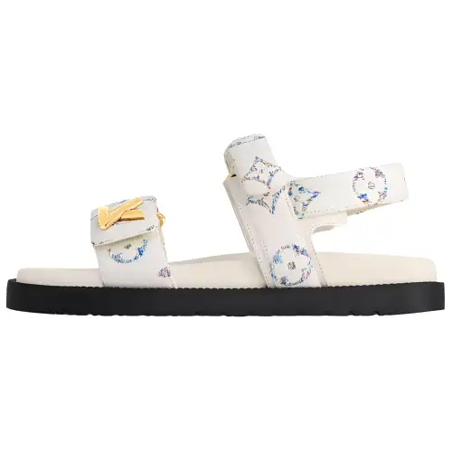 LOUIS VUITTON Sunset One Strap Sandals Women's Ecru