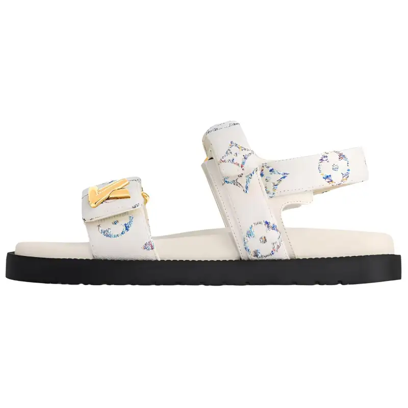 LOUIS VUITTON Sunset One Strap Sandals Women's Ecru