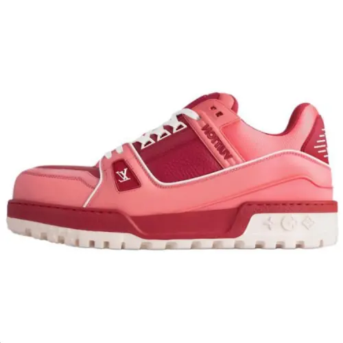 LOUIS VUITTON Trainer Maxi Cow Leather Low top Skateboard Shoes Men's Red