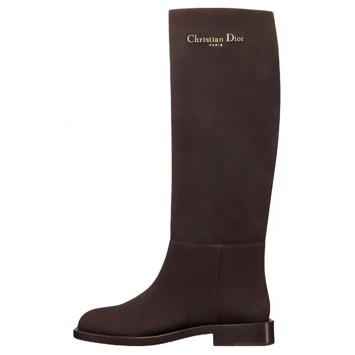 DIOR D Town Knee high Boots 3cm Women's Chocolate Brown