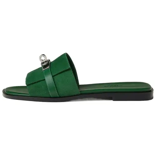 HERMES Giulia Slide Slippers Women's Green