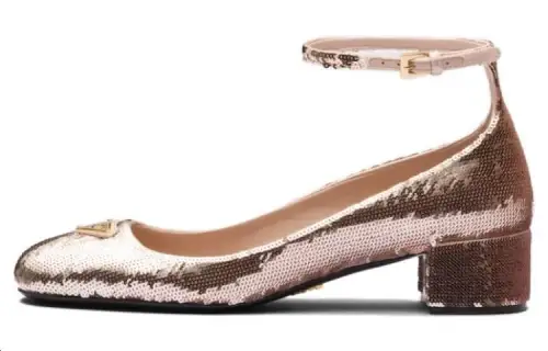 PRADA 35mm Triangle-logo Sequin-detail Pumps