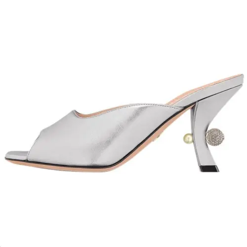 DIOR Tribales Slide Slippers 8cm Women's Silver