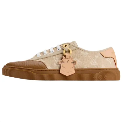 LOUIS VUITTON X Grace Coddington Collaboration Kitten Catogram Collection Canvas Low top Skateboard Shoes Women's