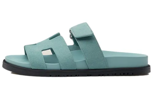 HERMES Chypre Slide Slippers Women's Aqua Green