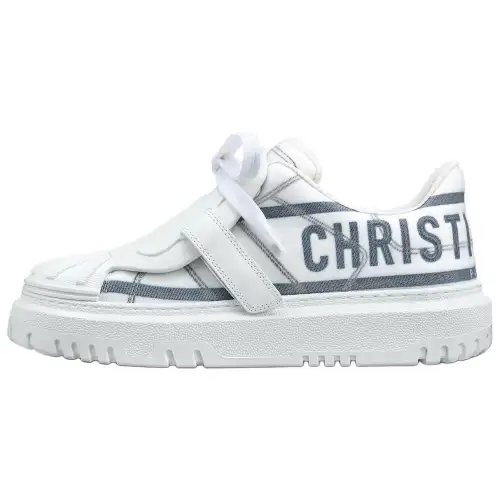 DIOR ID Shell Shoes Round Tip Low top Skateboard Shoes Women's White Blue