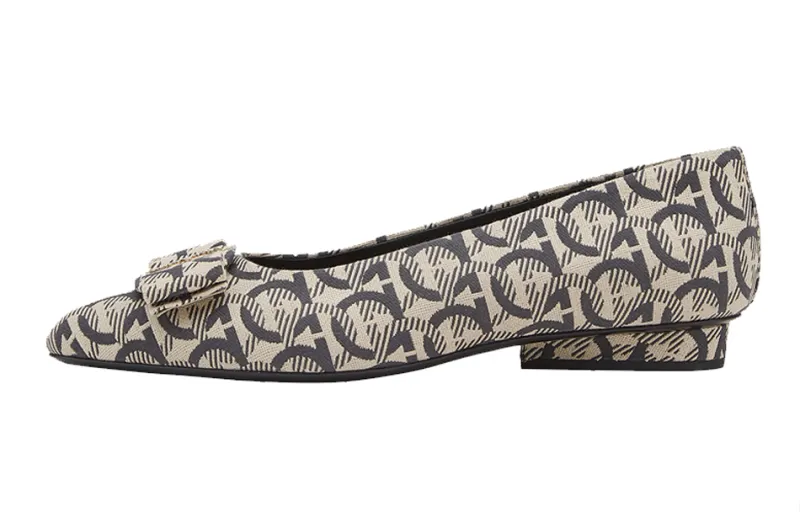 FERRAGAMO Viva comfortable ballet flat casual shoes for women, beige and black