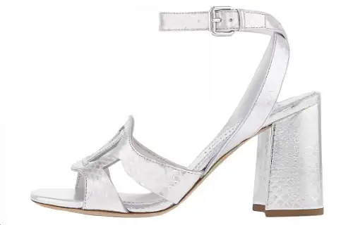 LOUIS VUITTON Isola Leather One Strap Sandals 8.5cm Women's Silver