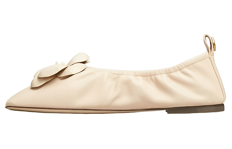 TORY BURCH Tang Libaiqi Nappa leather ballet flats women's beige
