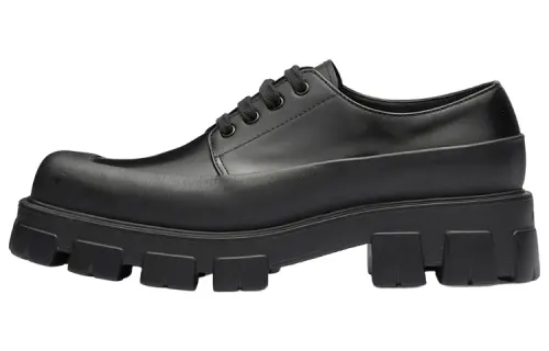 PRADA Monolith Brushed Leather Lace-up 'Black'