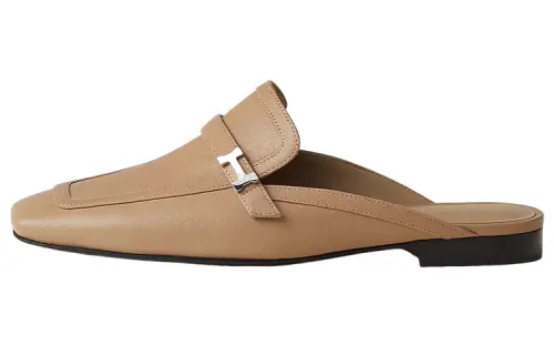 HERMES Closed Toe Slippers Women's Brown