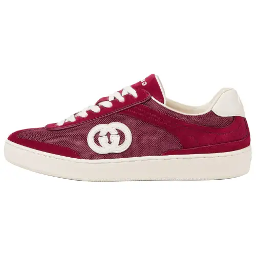 GUCCI G75 Suede Low top Skateboard Shoes Women's Red