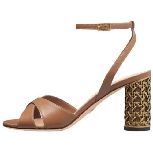 DIOR Icon One Strap Sandals 8cm Women's Brown