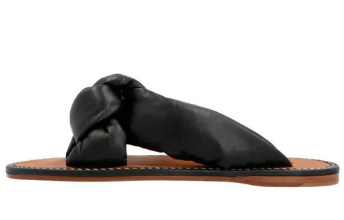 MIU MIU Leather Patchwork Slide Slippers Women's Black